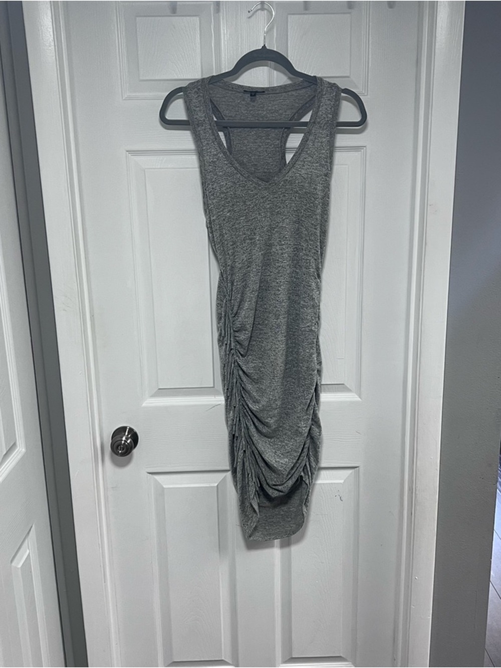 Express Gray Sleeveless Asymmetrical Ruched Dress Size S